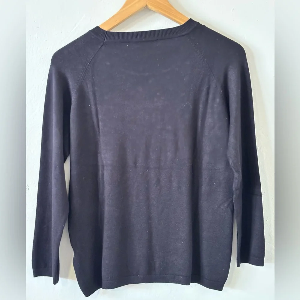 🌸 ZARA Knit Black Pullover Pearl Sweater Women’s Size Medium